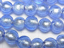 [Video] Lampwork Beads Round 8mm [Silver foil x blue] half or 1strand beads (aprx.10inch/25cm)