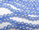 [Video] Lampwork Beads Round 8mm [Silver foil x blue] half or 1strand beads (aprx.10inch/25cm)