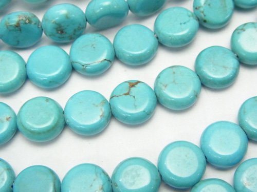 Coin, Magnesite Turquoise Gemstone Beads
