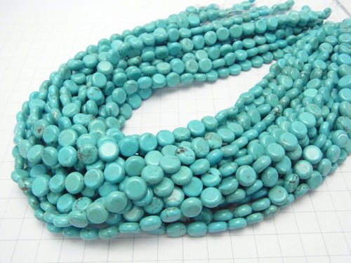 1strand $4.79! Magnesite Turquoise  Coin 8x8x3mm 1strand beads (aprx.15inch/37cm)