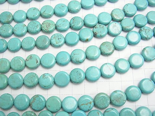 1strand $5.79! Magnesite Turquoise  Coin 12x12x5mm 1strand beads (aprx.15inch/36cm)