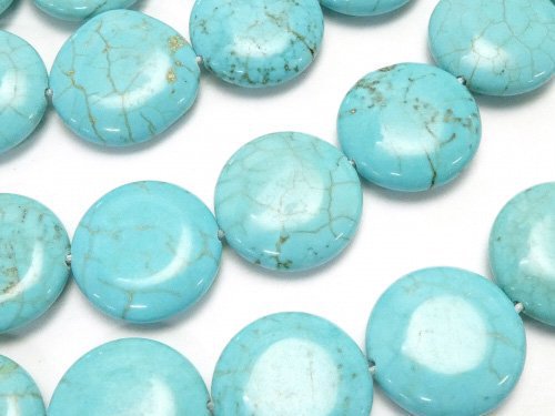 Coin, Magnesite Turquoise Gemstone Beads