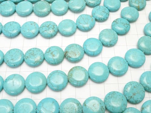 1strand $6.79! Magnesite Turquoise  Coin 14x14x4mm 1strand beads (aprx.15inch/36cm)