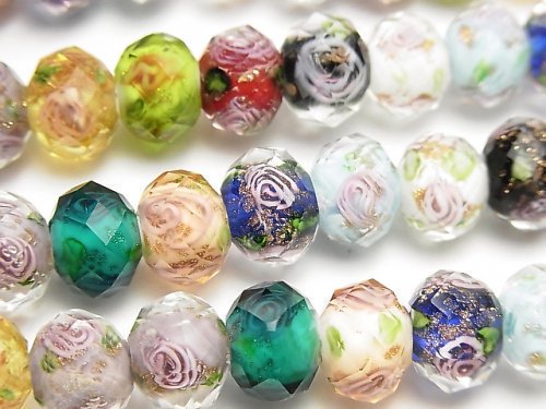 LampworkBeads, Rose, Roundel Synthetic & Glass Beads