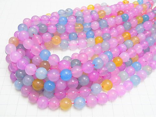 1strand $9.79! Multi Color Chalcedony Round 10mm 1strand beads (aprx.15inch / 37cm)