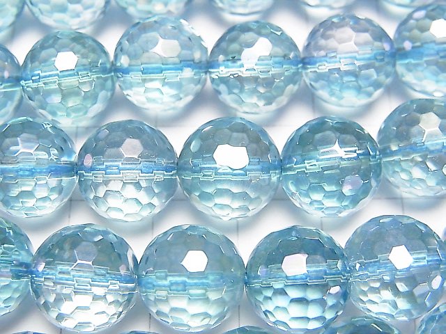 [Video] Aqua Aura Crystal Quartz 128Faceted Round 12mm 1/4 or 1strand beads (aprx.15inch / 38cm)