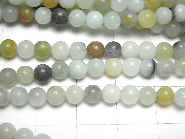 [Video] Mix Amazonite Round 4mm 1strand beads (aprx.15inch / 37cm)