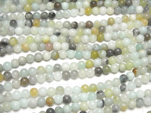 [Video] Mix Amazonite Round 4mm 1strand beads (aprx.15inch / 37cm)
