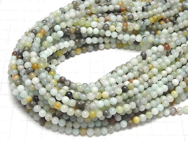 [Video] Mix Amazonite Round 4mm 1strand beads (aprx.15inch / 37cm)