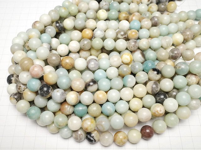 Mix Amazonite Round 12mm 1strand (aprx.14inch/35cm)