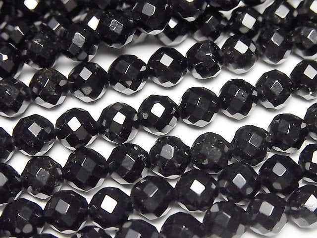 [Video] Black Tourmaline AAA 64Faceted Round 6mm half or 1strand beads (aprx.15inch/38cm)