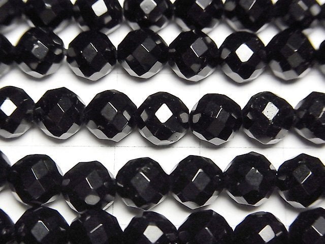 [Video] Black Tourmaline AAA 64Faceted Round 6mm half or 1strand beads (aprx.15inch/38cm)