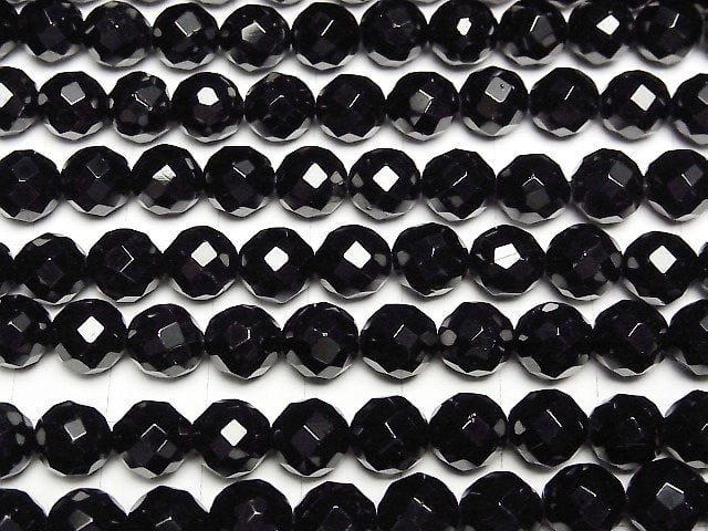 [Video] Black Tourmaline AAA 64Faceted Round 8mm half or 1strand beads (aprx.15inch/38cm)