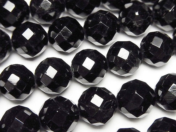 [Video] Black Tourmaline AAA 64Faceted Round 10mm 1/4 or 1strand beads (aprx.15inch/38cm)