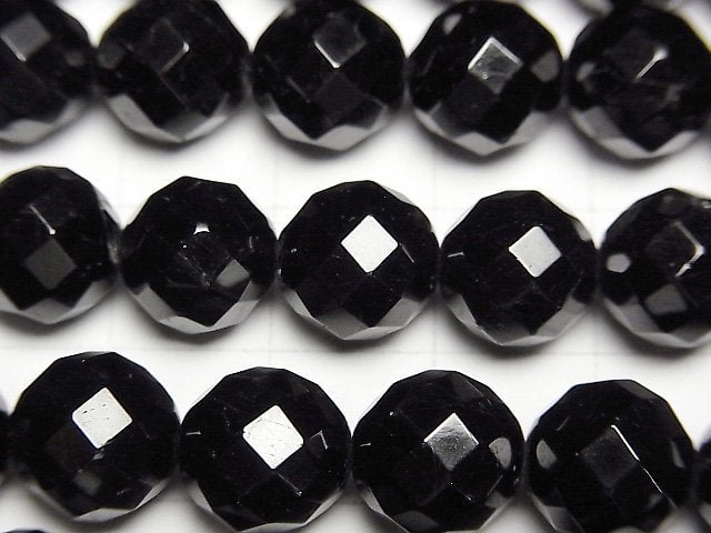 [Video] Black Tourmaline AAA 64Faceted Round 10mm 1/4 or 1strand beads (aprx.15inch/38cm)