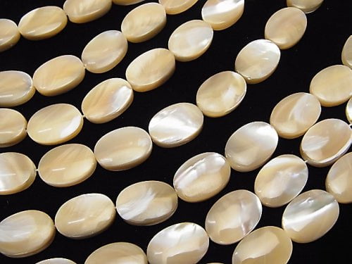 [Video]Mother of Pearl MOP Beige Oval 14x10mm 1strand beads (aprx.15inch/37cm)