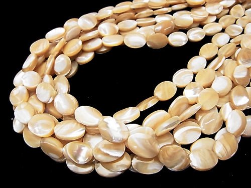 [Video]Mother of Pearl MOP Beige Oval 14x10mm 1strand beads (aprx.15inch/37cm)