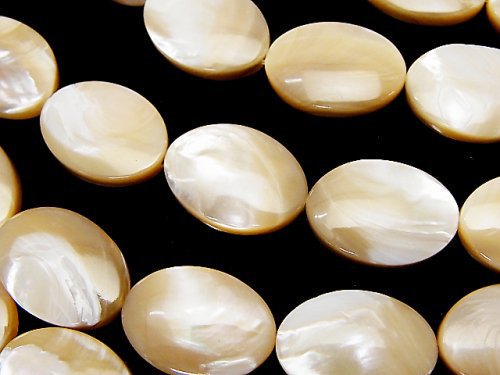 [Video]Mother of Pearl MOP Beige Oval 18x13mm 1strand beads (aprx.15inch/36cm)