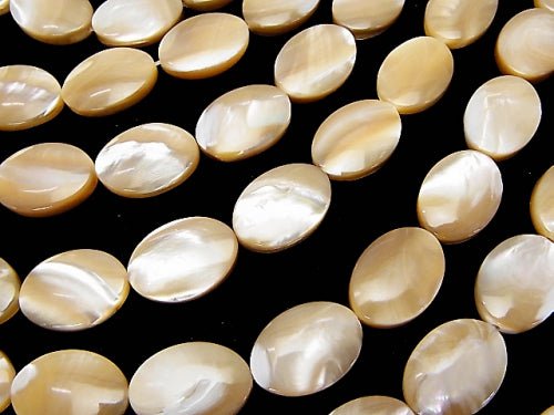 [Video]Mother of Pearl MOP Beige Oval 18x13mm 1strand beads (aprx.15inch/36cm)