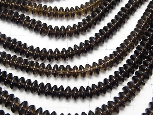 Smoky Quartz AAA Roundel 6x6x3mm half or 1strand beads (aprx.15inch/38cm)