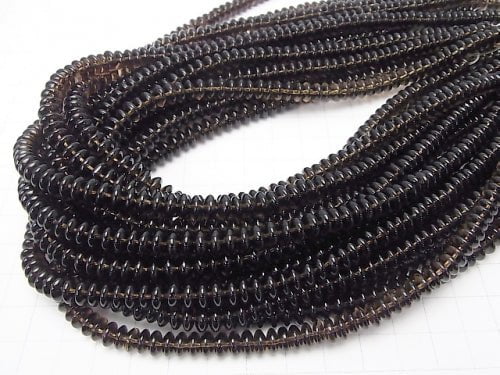 Smoky Quartz AAA Roundel 6x6x3mm half or 1strand beads (aprx.15inch/38cm)