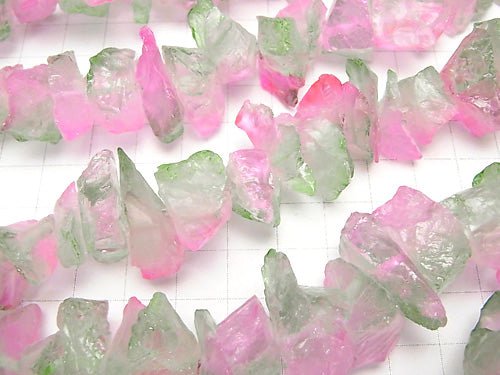 [Video] 1strand $11.79! Crystal Rough Rock Nugget Metallic Coating Pink & Green 1strand beads (aprx.15inch / 36cm)