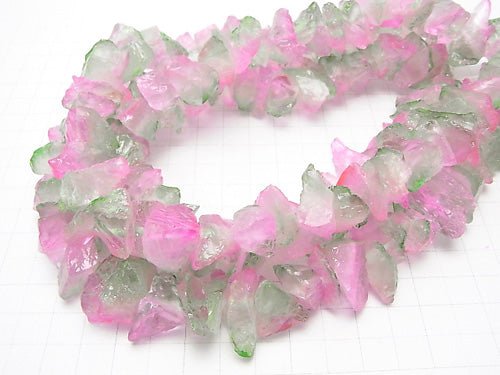[Video] 1strand $11.79! Crystal Rough Rock Nugget Metallic Coating Pink & Green 1strand beads (aprx.15inch / 36cm)