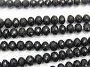 MicroCut! High Quality Black Tourmaline AAA Faceted Button Rondelle half or 1strand beads (aprx.17inch / 41 cm)
