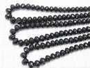 MicroCut! High Quality Black Tourmaline AAA Faceted Button Rondelle half or 1strand beads (aprx.17inch / 41 cm)