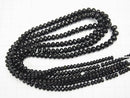 MicroCut! High Quality Black Tourmaline AAA Faceted Button Rondelle half or 1strand beads (aprx.17inch / 41 cm)