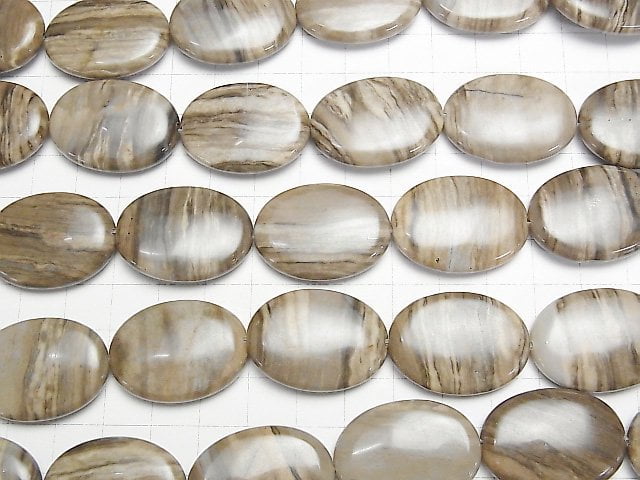 [Video] Silver Leaf Jasper Oval 30x22x7mm half or 1strand beads (aprx.15inch/38cm)