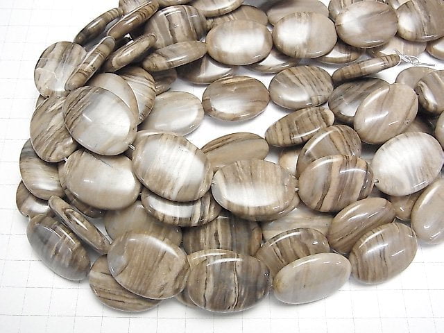 [Video] Silver Leaf Jasper Oval 30x22x7mm half or 1strand beads (aprx.15inch/38cm)