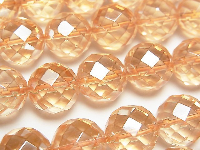 [Video]Golden Aura Crystal Quartz 64Faceted Round 12mm 1/4 or 1strand beads (aprx.15inch/38cm)