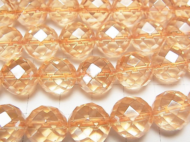 [Video]Golden Aura Crystal Quartz 64Faceted Round 12mm 1/4 or 1strand beads (aprx.15inch/38cm)