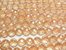 [Video]Golden Aura Crystal Quartz 64Faceted Round 12mm 1/4 or 1strand beads (aprx.15inch/38cm)