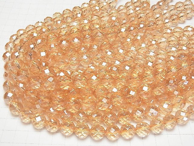 [Video]Golden Aura Crystal Quartz 64Faceted Round 12mm 1/4 or 1strand beads (aprx.15inch/38cm)