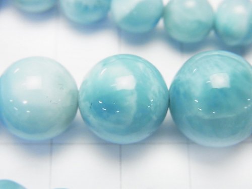 [Video] [One of a kind] Top Quality Larimar Pectolite AAAAA Round 7-13mm Size Gradation 1strand beads (aprx.19inch / 46cm)