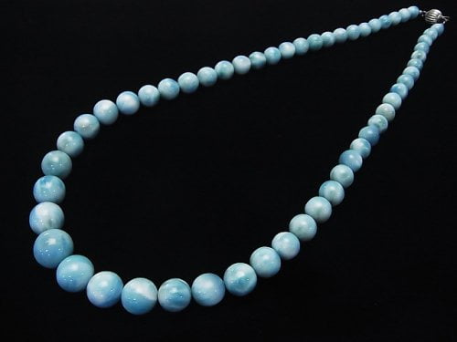 [Video] [One of a kind] Top Quality Larimar Pectolite AAAAA Round 7-13mm Size Gradation 1strand beads (aprx.19inch / 46cm)