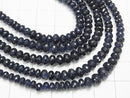 [Video] MicroCut!  Top Quality Sapphire AAA++ Faceted Button Rondelle  1/4 or 1strand beads (aprx.16inch/40cm)