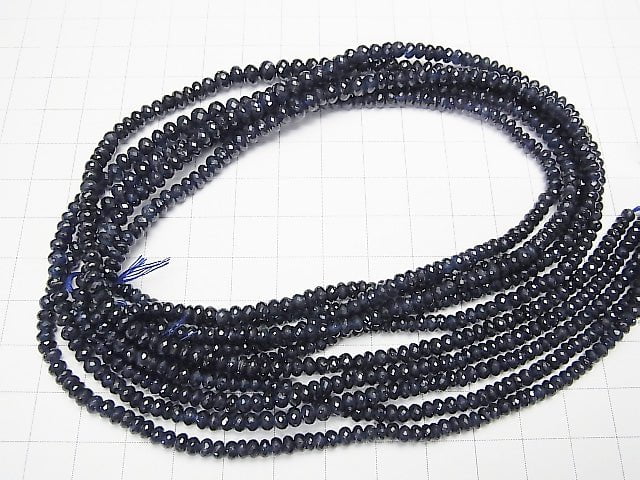 [Video] MicroCut!  Top Quality Sapphire AAA++ Faceted Button Rondelle  1/4 or 1strand beads (aprx.16inch/40cm)