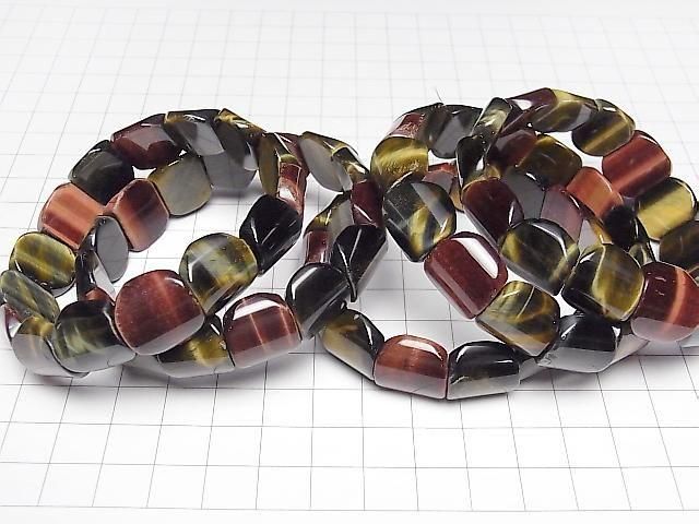 [Video] Tiger's Eye 3-Color Mix AA++ Oval 16x14x6mm Bracelet