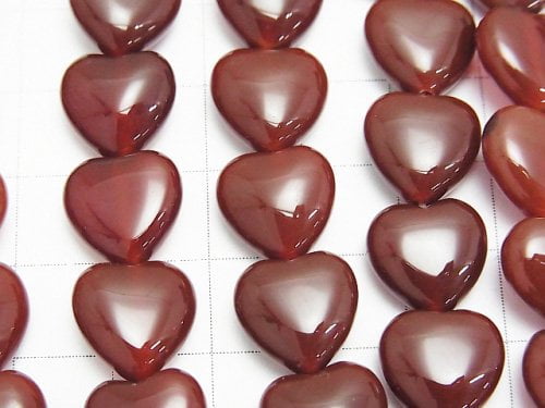 Red agate heart shape 12 x 12 x 6 mm half or 1 strand (aprx 14 inch / 34 cm)