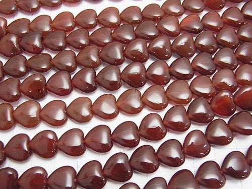 Red agate heart shape 12 x 12 x 6 mm half or 1 strand (aprx 14 inch / 34 cm)