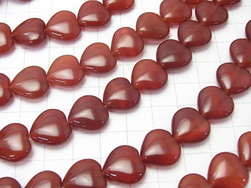 Red agate heart shape 14 x 14 x 6 mm half or 1 strand beads (aprx. 14 inch / 34 cm)