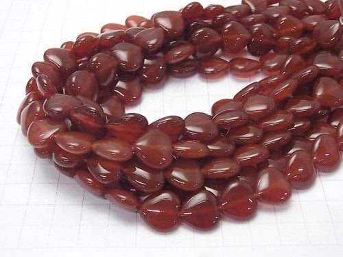 Red agate heart shape 14 x 14 x 6 mm half or 1 strand beads (aprx. 14 inch / 34 cm)