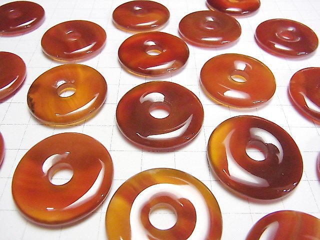 [Video] Carnelian AAA Coin (Donut) 30x30x5mm 2pcs