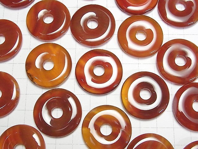 [Video] Carnelian AAA Coin (Donut) 30x30x5mm 2pcs