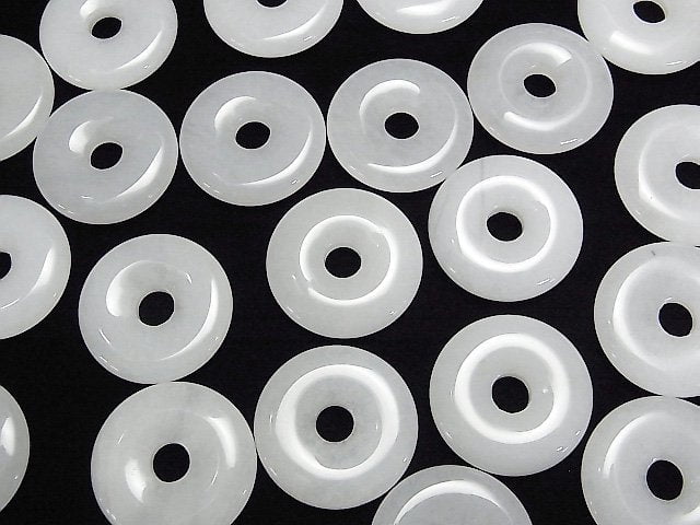 [Video] White Jade Coin (Donut) 30 x 30 x 5 mm 2 pcs