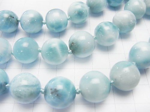 [Video] [One of a kind] Larimar Pectolite AAA- Round 14mm 1strand beads (aprx.17inch/43cm) NO.27