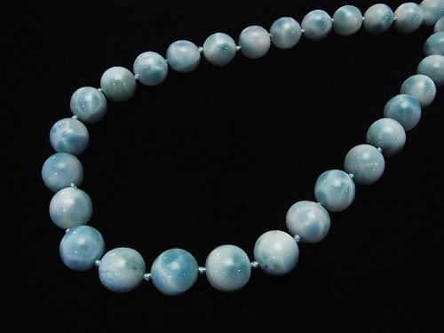 [Video] [One of a kind] Larimar Pectolite AAA- Round 14mm 1strand beads (aprx.17inch/43cm) NO.27